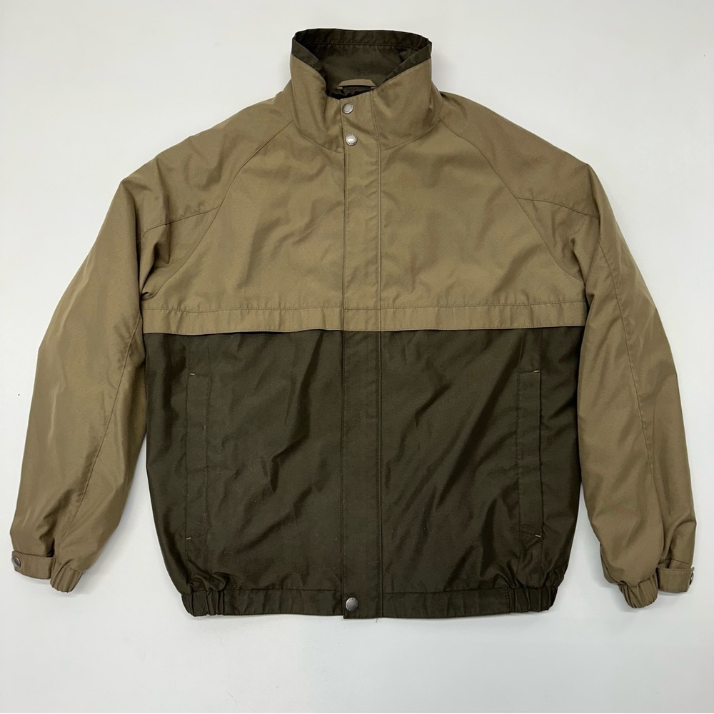 Perry Ellis Men’s Microfiber Two Tone Olive Green Windbreaker Jacket Size XL